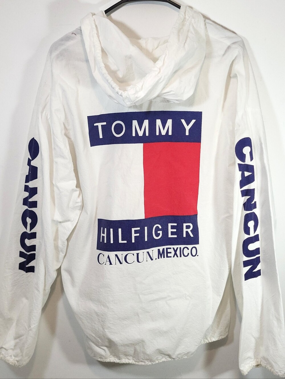 Vintage Tommy Hilfiger White Zip-Up Cancun Lightweight Hoodie